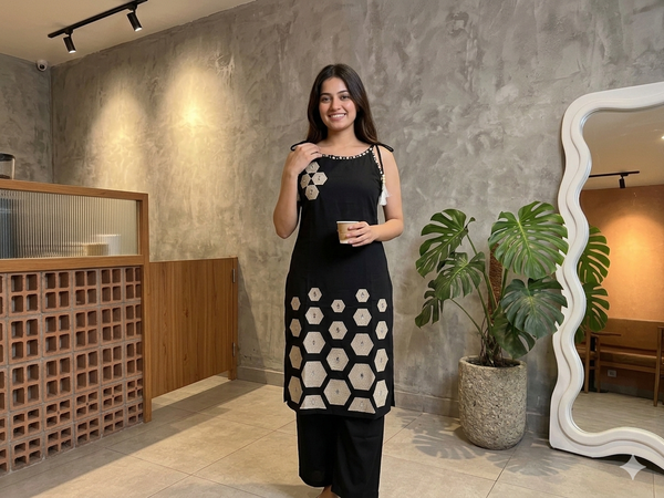 Modern Pearl-Neckline Kurta