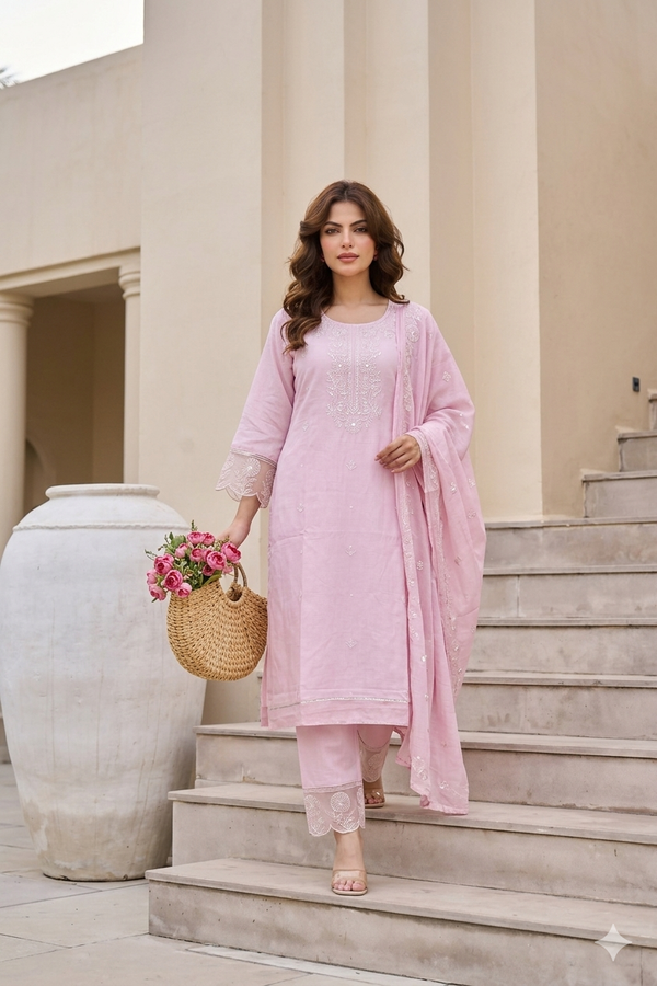 Pink Pure Cotton Suit Set