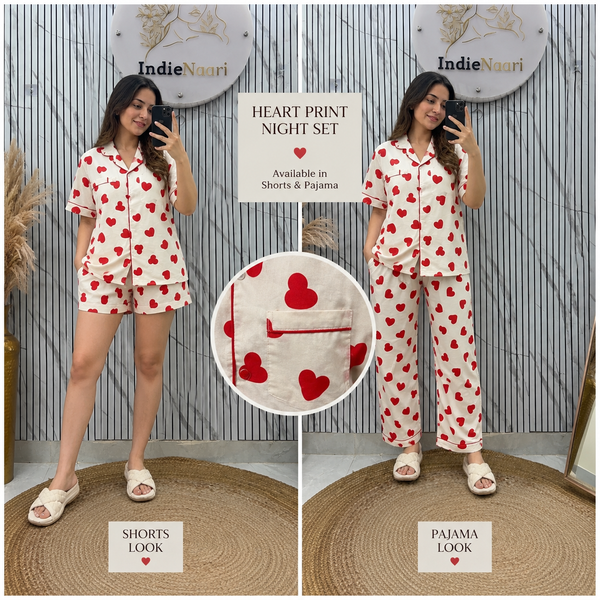 Printed Korean Three pc Night Suits