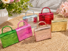 Crimson Luxe Metallic Structured Handbag with Gold Chain