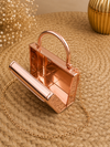 Crimson Luxe Metallic Structured Handbag with Gold Chain