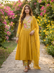 yellow embroidered Anarkali suit