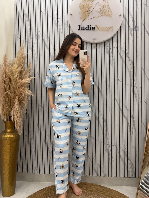 Printed Korean Two pc Night Suits