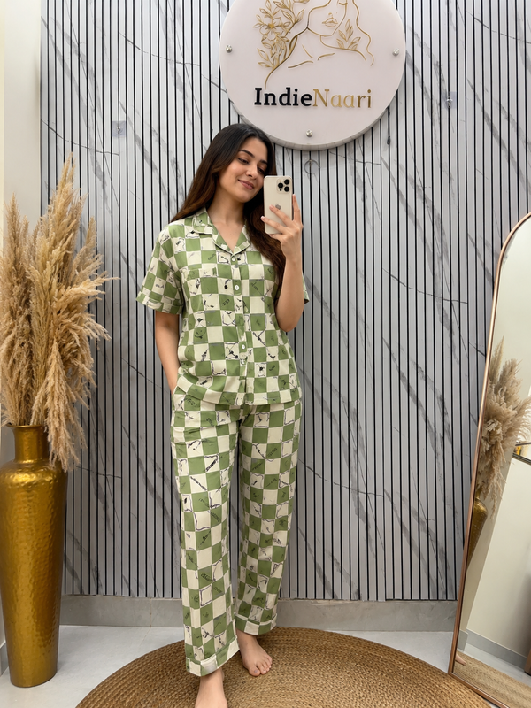 Printed Korean Two pc Night Suits