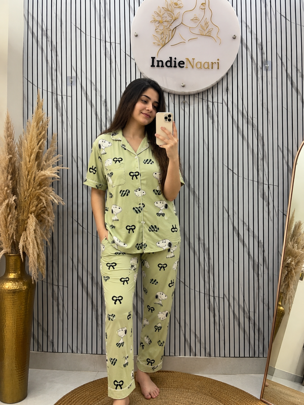 Printed Korean Two pc Night Suits