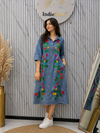Embroidered Denim Dress