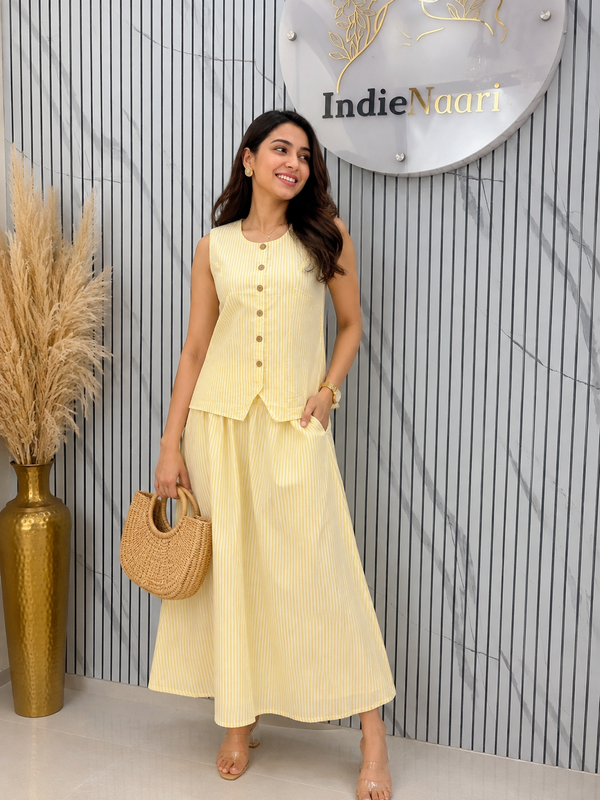 Stripes Long Skirt Cordset