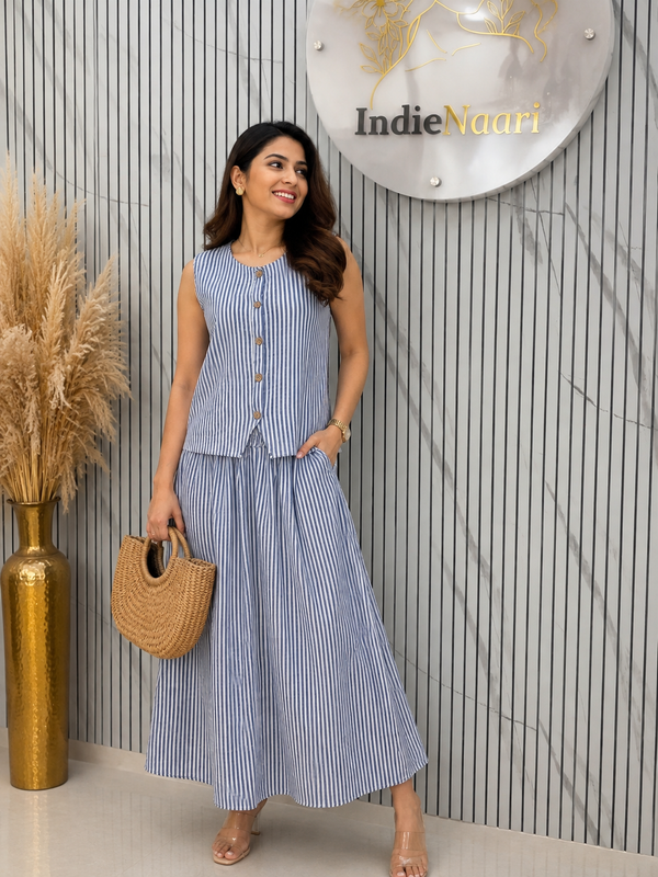 Stripes Long Skirt Cordset