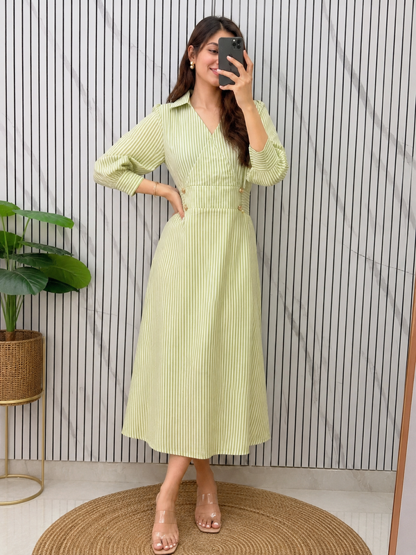 Cotton Long Middi Dress
