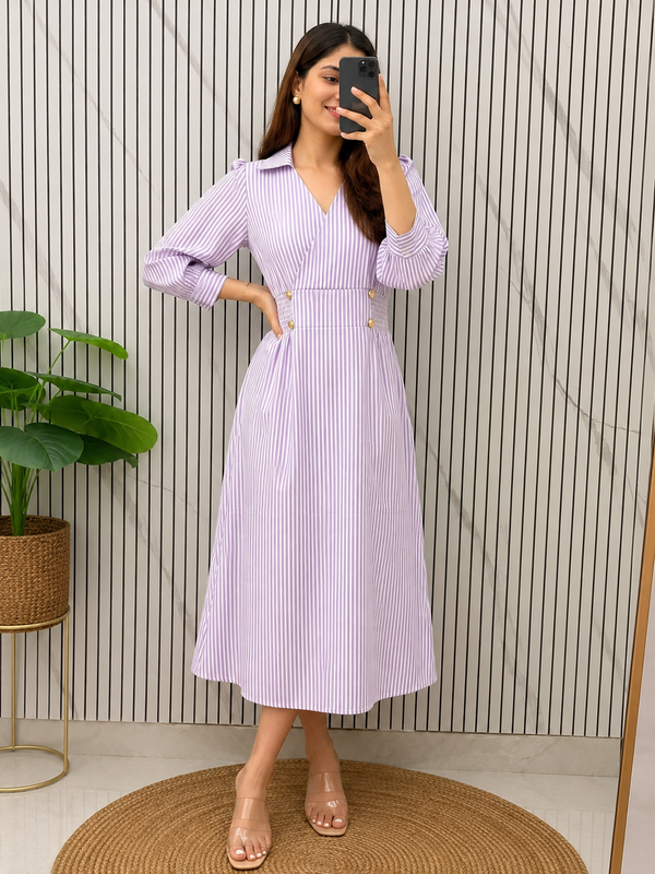 Cotton Long Middi Dress