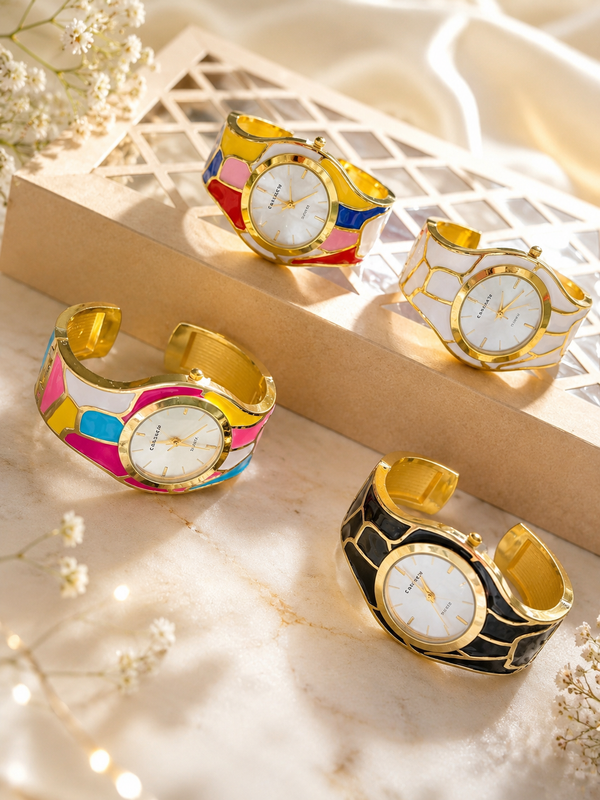Anti Tarnish Enamel Cuff Watch