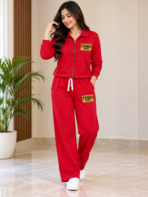 Sporty Branded Cordset Track suit