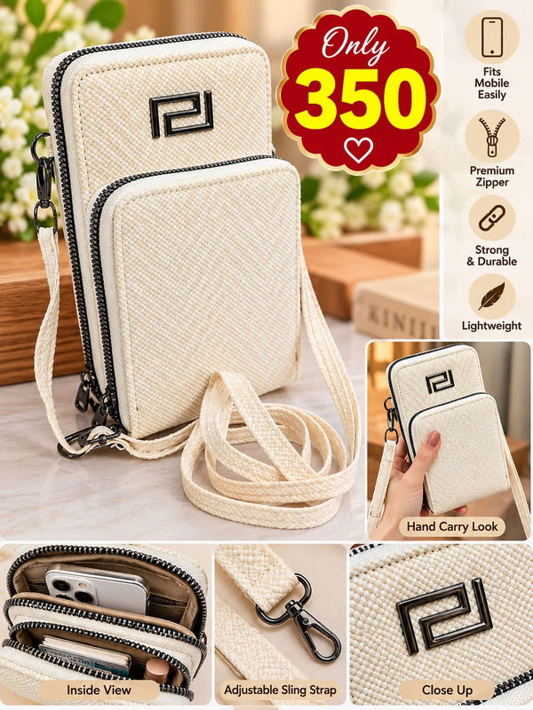 Compact 2-Zip Mobile Sling Bag