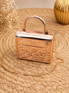 Crimson Luxe Metallic Structured Handbag with Gold Chain
