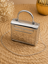 Crimson Luxe Metallic Structured Handbag with Gold Chain