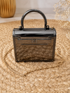 Crimson Luxe Metallic Structured Handbag with Gold Chain